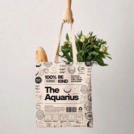 G2TUP Aquarius Inspired Gift 100% Human Be Kind The Aquarius Tote Bag Astrology Lover Handbag Zodiac Aquarius Merch (The Aquarius TB)