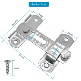 CUKAYO 2 Set 4" Gate Latches Safety Door Lock for Barn Door, Heavy Duty Stainless Steel Farm Flip Gate Latch,Silver
