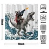 Accnicc Funny Raccoon Dinosaur Shower Curtain Fun Cool Animal Japanese
