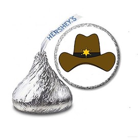 JS&B Enterprises 216 Western Cowboy Hat Labels/Stickers for Hershey's Kisses Candies - Party Favors