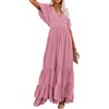 CHARTOU Women's Boho Ruffle Sleeve Flowy Maxi Dress Lace Up