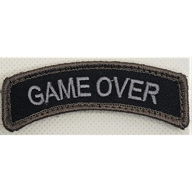 Game Over Tab Black Grey Font Trim Tactical Embroidered Patch