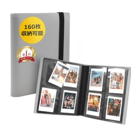 Leather ICHI Album, Large Capacity, Instax Mini File, Gray (160 Sheets)