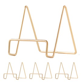 Wire Stand 4pcs Wire Easel Small Book Stand Photo Frame Catalog Display (Gold)