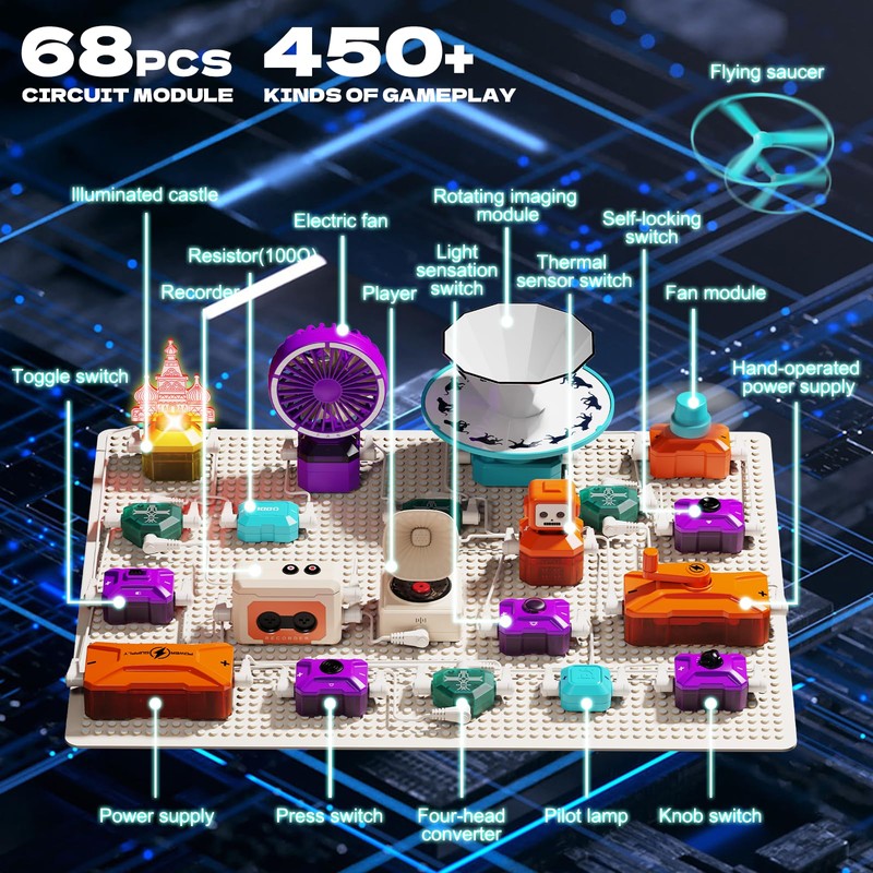 VATOS Science Circuit for Kids, 68PCS Electronics Exploration Kit with