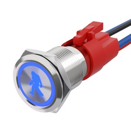 STARELO 10Amp Latching Push Button Switch, SASQUTACH Lights,12V 24VDC Pre-Wired 19MM 0.74, SPST Stainless Steel,Switch with Pre-Wired for Cars,Trucks,RVs,3 Year Warranty (SASQUTACH Lights)