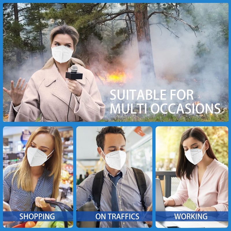 Hotodeal KN95 Face Mask 40 PCs, White, 5 Layers Cup