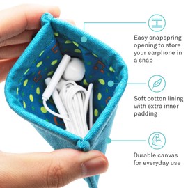 UT Wire Pocket Earbud Earphone Case Pouch Bag Organizer (Blue) - 2 Pack