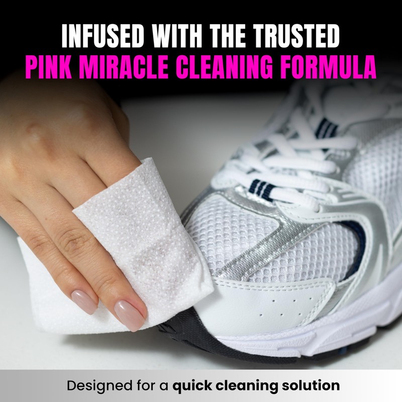 Pink Miracle Quick Clean Shoe Cleaner Wipes (12 Pack) for
