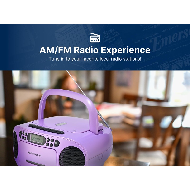 Emerson Portable CD Player Boombox with Cassette Player Combo, Tape