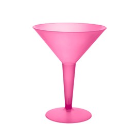 Party Essentials Brights Plastic 2-Piece Martini Glass, 8-Ounce Capacity, Neon Pink, For Martinis, Appetizers, Mash Potatoes, Veggies Dip Stations, Bar & More (Case of 120)