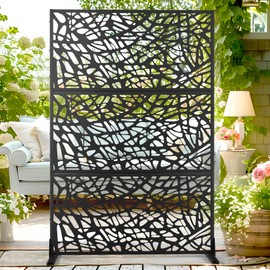 72" H×47" W Metal Privacy Screen Outdoor Privacy Screen Freestanding, Outdoor Privacy Screens and Panels for Patio Lawn Deck, Outdoor Privacy Panels Decorative Privacy Fence(Consists of 3 Panels)