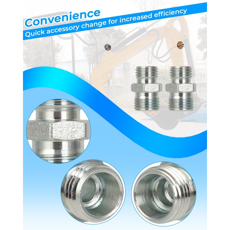 Foruly Replaces 115757 Hydraulic Attachment Fittings, Threaded Fitting Converter for