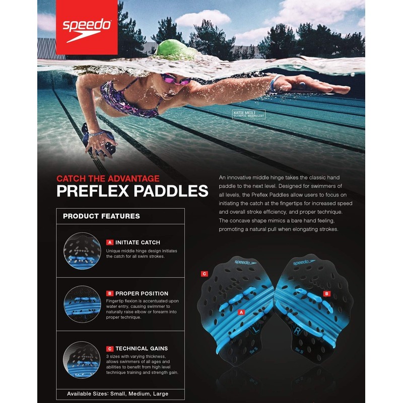 Speedo Unisex Swim Training Preflex Paddles,Yellow,Large