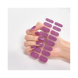 16Pcs Glitter Gradient Pure Color Full Nail Wraps Nail Polish Sticker Thick Cs038 Nail Wraps Stickers Manicure Supplies for Women Nails Full Long Lasting Easy Apply and Remove