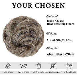 SARLA Messy Bun Hair Piece for Women Girls Synthetic Scrunchies Buns Extension Hairpieces Updo Pony Tail Middle Grey