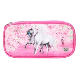 Depesche Miss Melody 11425 Pencil Case with Dreamlike Horse Motif, Pink Pencil Case with Practical Compartments for Writing and Drawing Utensils, Approx. 23 x 12 x 7 cm