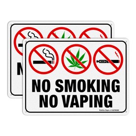 Faittoo No Smoking No Vaping Sign, 2-Pack No Smoking Vaping Symbol Signs, 10 x 7 Inches, Rust Free Aluminum, Reflective, UV Protected, Weather/Fade Resistant, Easy to Install, Indoor/Outdoors Use | Faittoo