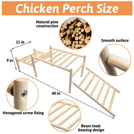 Hamiledyi Sloped Chicken Perch for Coop - Climbable Roosting Perch with Playground Design, Encourages Natural Exercise & Healthy Climbing Activity for Hens (Easy Assembly)