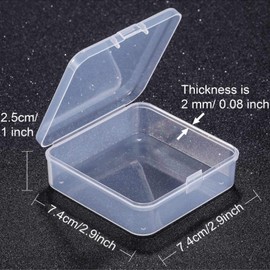 6 Pieces Mini Plastic Clear Beads Storage Containers Box for Collecting Small Items, Beads, Jewelry, Business Cards, Game Pieces, Crafts (2.91 x 2.91 x 0.98 Inch)