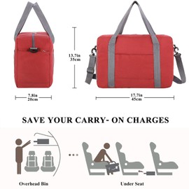 For Spirit Airlines Personal Item Bag 18x14x8 with Wet Pocket Foldable Travel Duffel Bag Underseat Carry on for Men Women(30LRed)