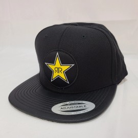 Yupoong Rockstar Energy Drink Adult Black Star Patch Adjustable Spellout Graphic Hat Cap