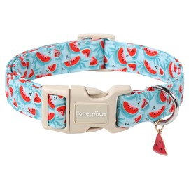 Lionet Paws Summer Dog Collar- Cute Watermelon Light Blue Dog Collars with Plastic Buckle and Watermelon Pendant,Light Adjustable Dog Collars for Small Dogs