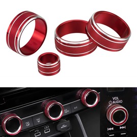 LECART for Honda Civic Accessories 11th Gen 2022 20223 2024 CR-V 2023 2024 Air Temperature AC Volume VOL Knob Cover Aluminum Alloy Decal Car Interior Decoration Trims Red 4Pcs