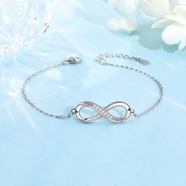 QianSiLi Mothers Day Gifts For Mum, S925 Silver Bracelet for Mum, Infinity Bracelet, Gifts for Mum/Mama/StepMum, Mum Birthday Gifts from Daughter and Son
