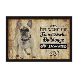 PR Print Royal Doormat Pets with Dog Picture French Bulldog Beige - Gift Idea for Dog Lovers and Dog Owners - Size 75 x 50 cm