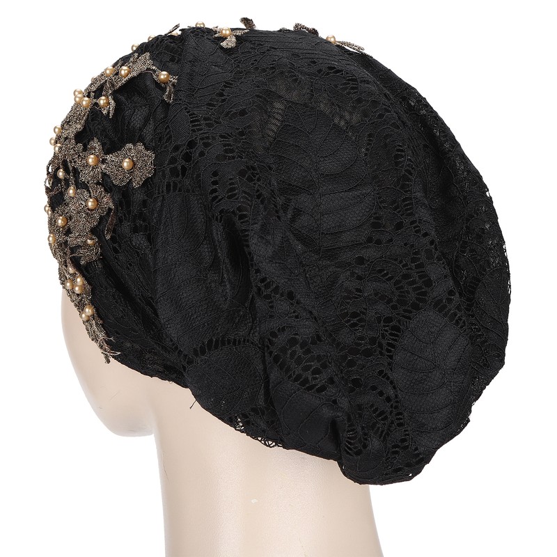 Slouchy Bonnet Casual Fashion Beaded Lace Breathable Loose Lazy Chemical
