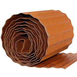 AUTENS 20Ft Corrugated Metal Garden Edging, Metal Landscape Edging for Lawn, Flower Bed, Garden Fence, Paver Edging, Flower Bed Border Flexible Curred or Cut as Needed (Rusty, 20FT*6inch)