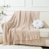 Battilo Beige Throw Blanket for Sofa Bed Couch Chair, Beige