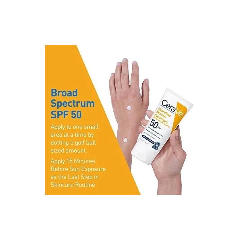 CeraVe 100% Mineral Sunscreen SPF 50 with Zinc Oxide &