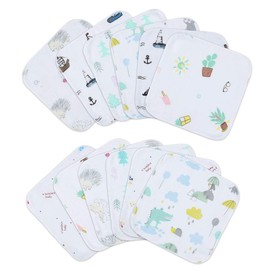 TSD Gauze Handkerchief, Baby Mini Handkerchief, Children, Mini Gauze Handkerchief, Set of 12, 7.1 x 7.1 inches (18 x 18 cm), Half Handkerchief, Baby, Nursery School (Blue Series) We Leave the Pattern