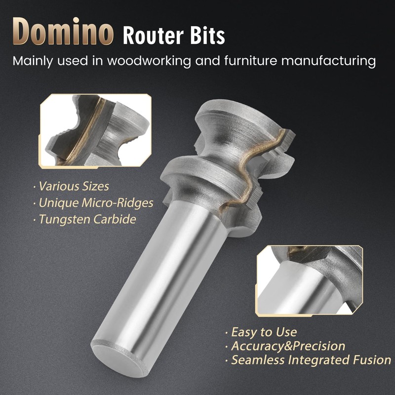 Domino Tenons Route Bits 1/2" Shank- 5mm, 6mm, 8mm, 10mm,