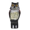 Horned Owl Decoy and 360° Rotating Head Owl Statue to