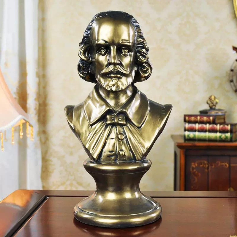 ZKSYLSM Shakespeare Bust Bronze Statue - 12 inches Resin Sculpture