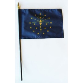 Indiana - 4 in x 6 in State Stick Flag