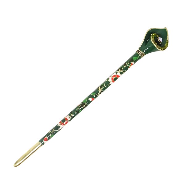 Honbay Cloisonn Vintage Hair Stick With Calla Chinese Traditional Style Fashion Hair Chopsticks Hairpin (Green)
