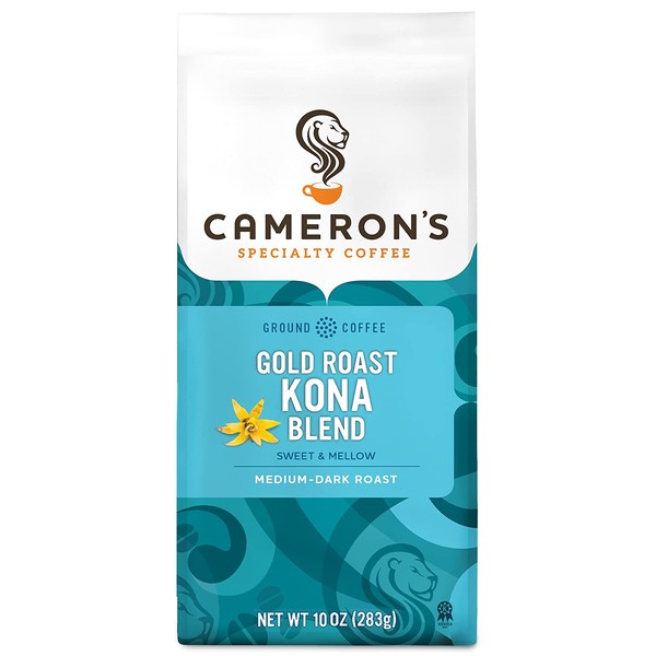 Cameron's Coffee Roasted Ground Coffee Bag, Gold Roast Kona Blend, 10 Ounce