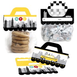 Big Dot of Happiness NYC Cityscape - DIY New York City Party Clear Goodie Favor Bag Labels - Candy Bags with Toppers - Set of 24