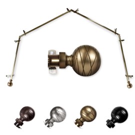 A&F Rod Décor - Ferero 13/16" 4-Sided Bay Window Curtain Rod 28-48 inch (each side) - Antique Brass