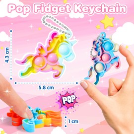 FIDWOD Party Bag Fillers for Kids: Pop Fidget Toys Sensory Keyring Gifts Pack - Stocking Stuffers Party Favours Birthday Presents - Stress Relief Class Prizes Supplies 24 PCS