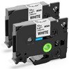White Black Letter P Touch Tape 12mm 2pcs TZe-231 TZ231