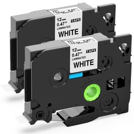 White Black Letter P Touch Tape 12mm 2pcs TZe-231 TZ231 Tape Cassette PT Label Writer Compatible with pt-p710bt pt-p300bt, Brother Pi-Touch P-Touch