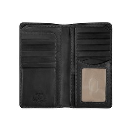 Mens Long Bifold Checkbook Cover Wallet Multi Card Pocket Holder Italian Leather, Black, One Size