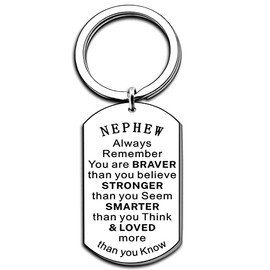 AMZQ Nephew Gifts Keyring Nephew Birthday Gifts from Auntie Uncle Inspirational Gifts for Nephew Christmas Graduation Present
