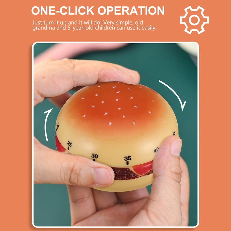 Gatuida 3 Pcs Hamburger Timer, 60 Minutes Funny Classroom Timer,