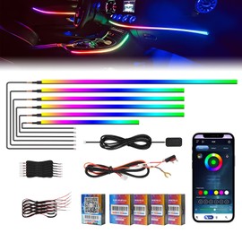 2025 Upgraded Acrylic Interior Car LED Strip Light with Self-Developed App Dreamcolor RGB 6 in 1 | Zone Control | Super Brighter LED Strips | Music Sync | 16M Colors Car Ambient Lighting